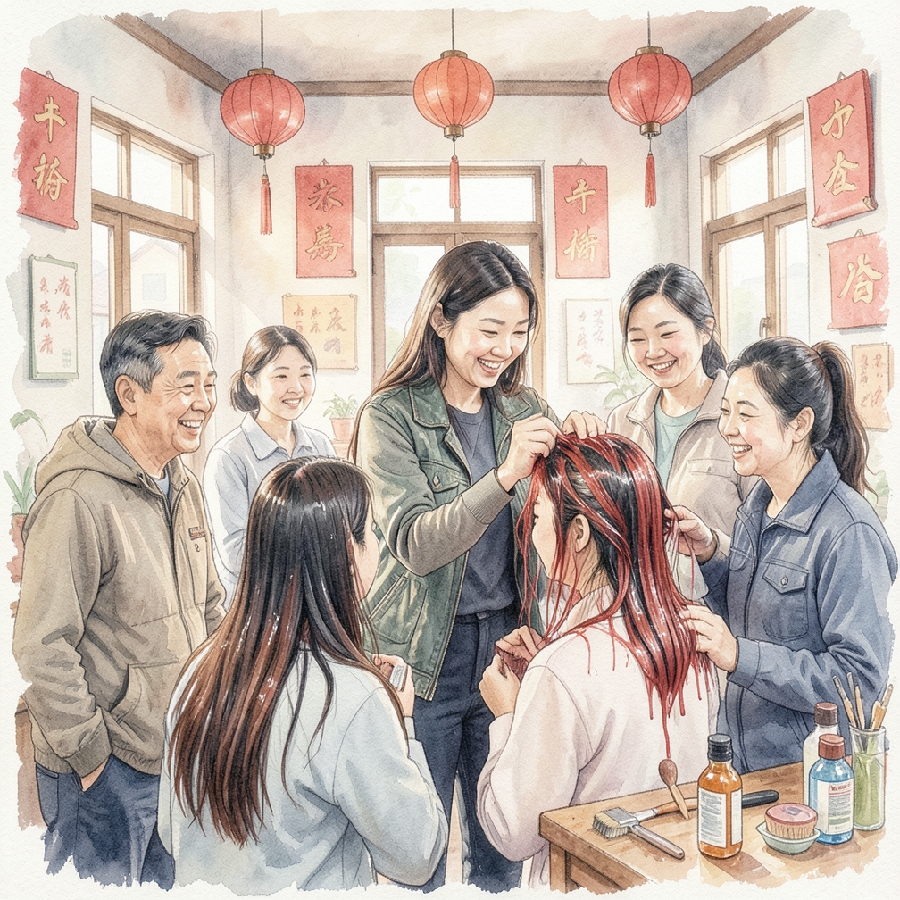進行染髮並護理頭髮
