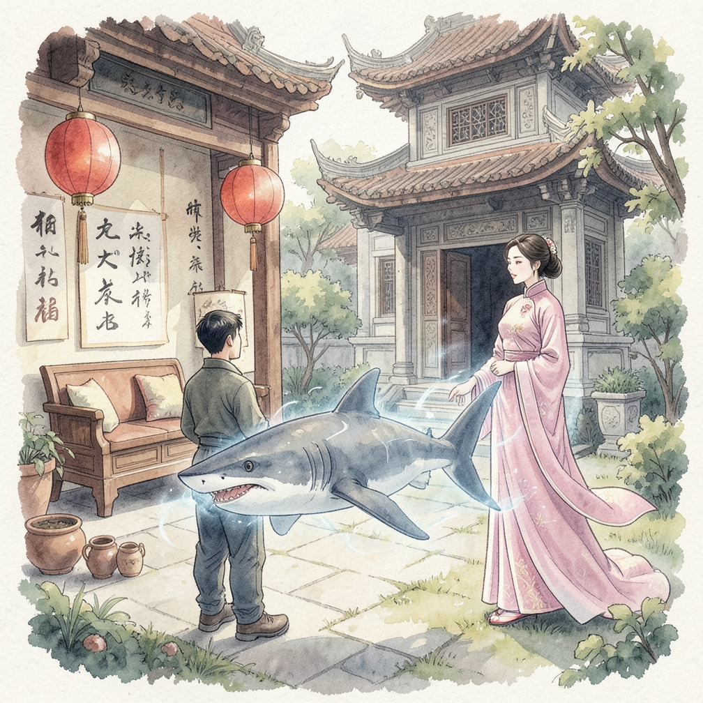 鲨鱼在水中游动可能象征你对生活的担忧