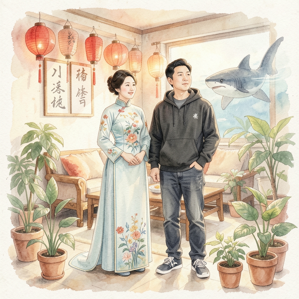 鲨鱼在水中游动可能象征你对生活的担忧