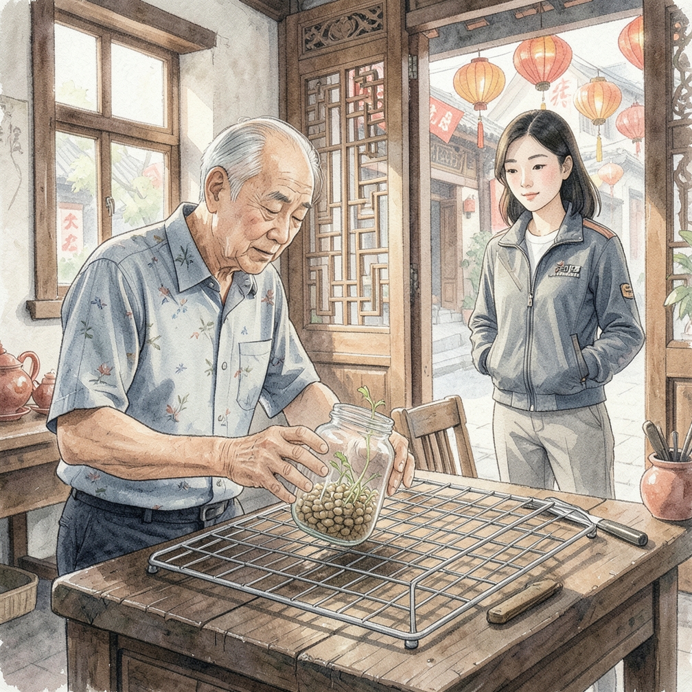 将玻璃罐倾斜