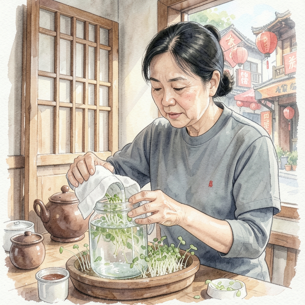 每天至少冲洗豆芽两次