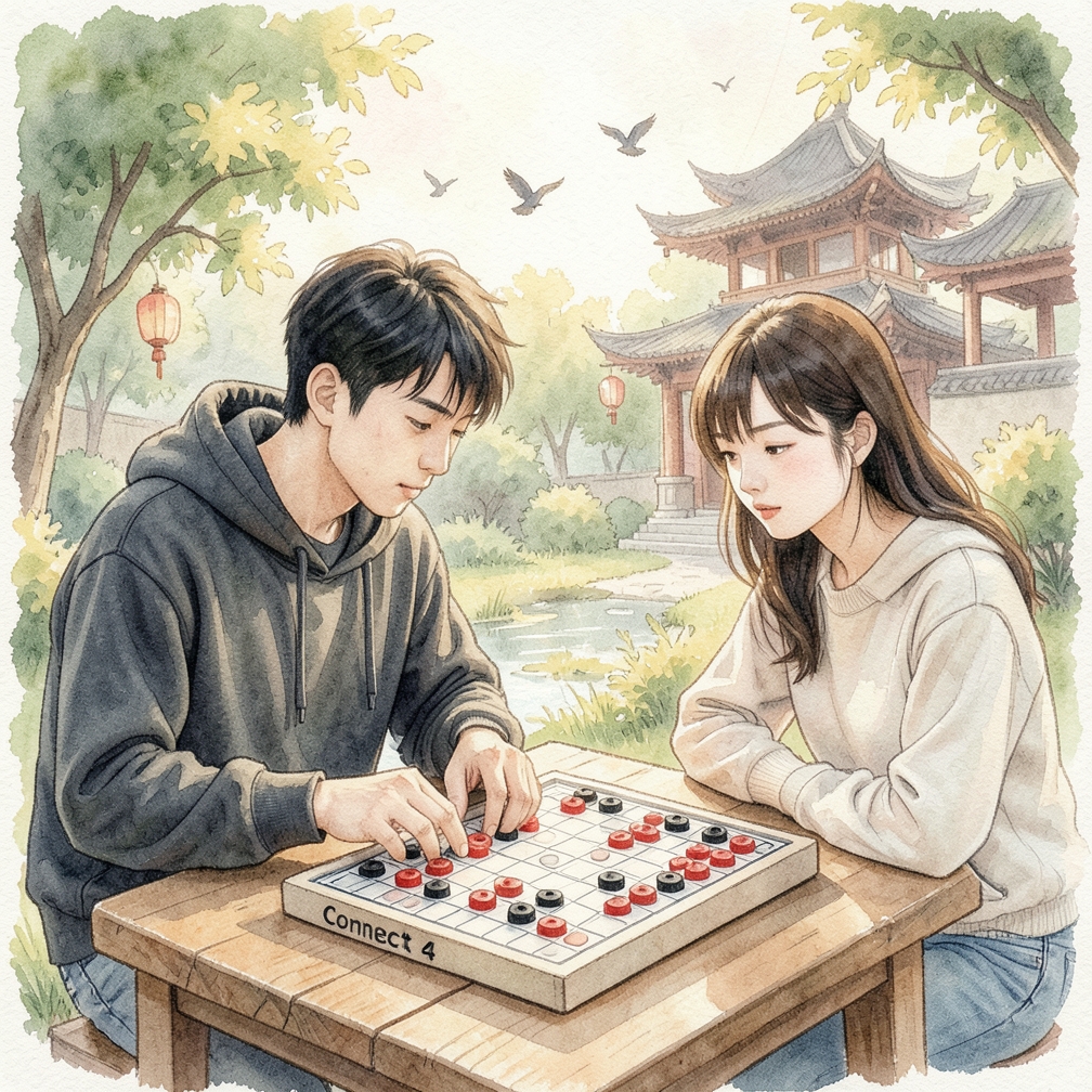 您好，当对手有两连棋时，阻止他们。