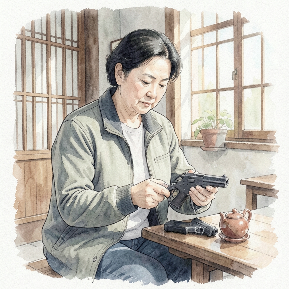 确认左轮手枪已卸弹