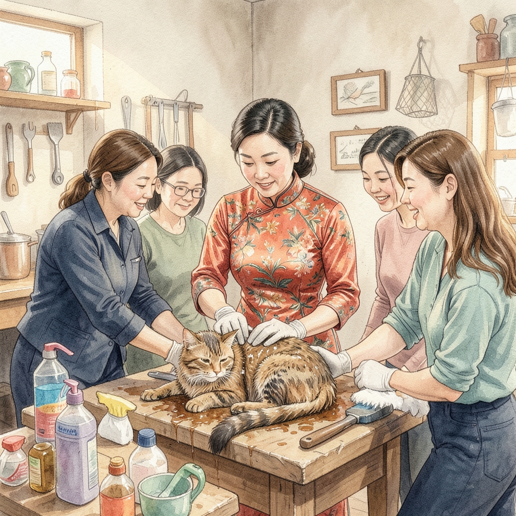 如何逐步处理猫咪身上的机油