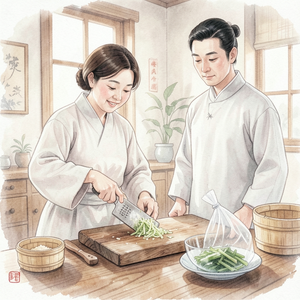 將蘿蔔、紅蘿蔔和黄瓜擦成絲