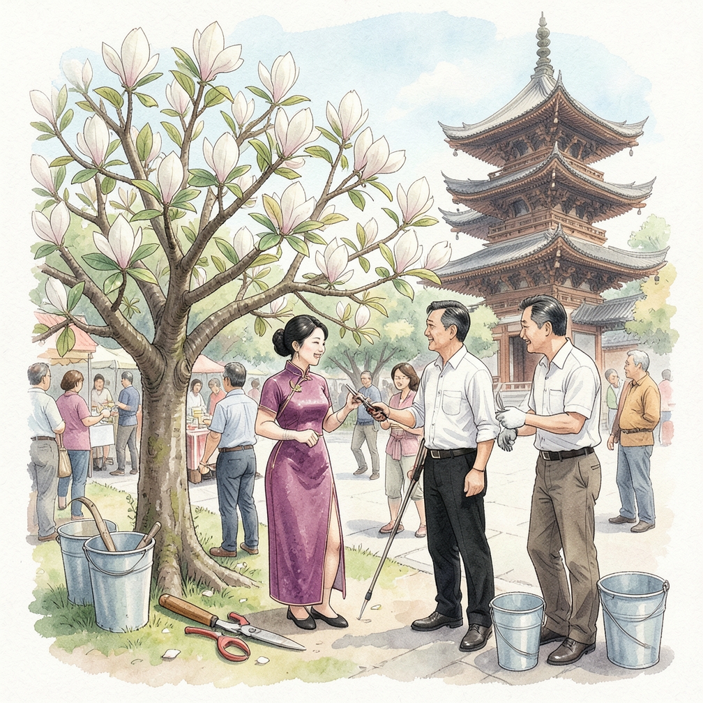 如何逐步修剪木兰树