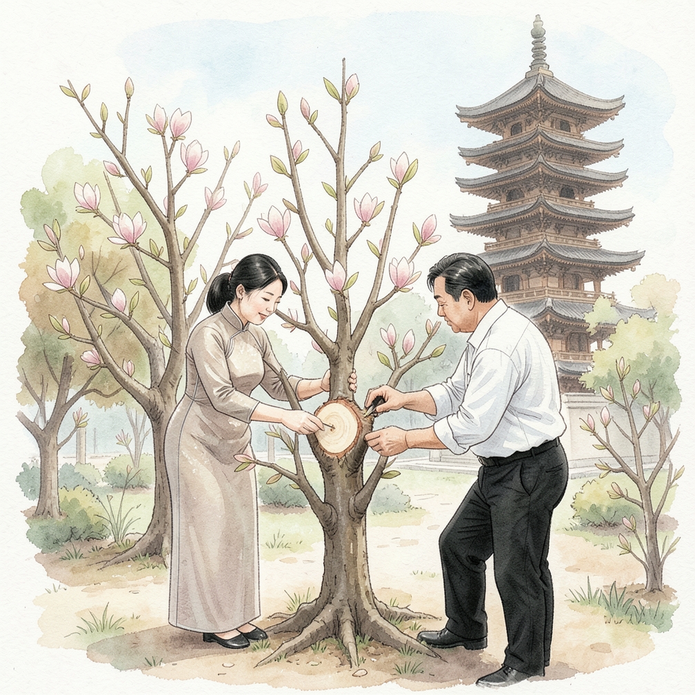 修剪后进行伤口处理和养护
