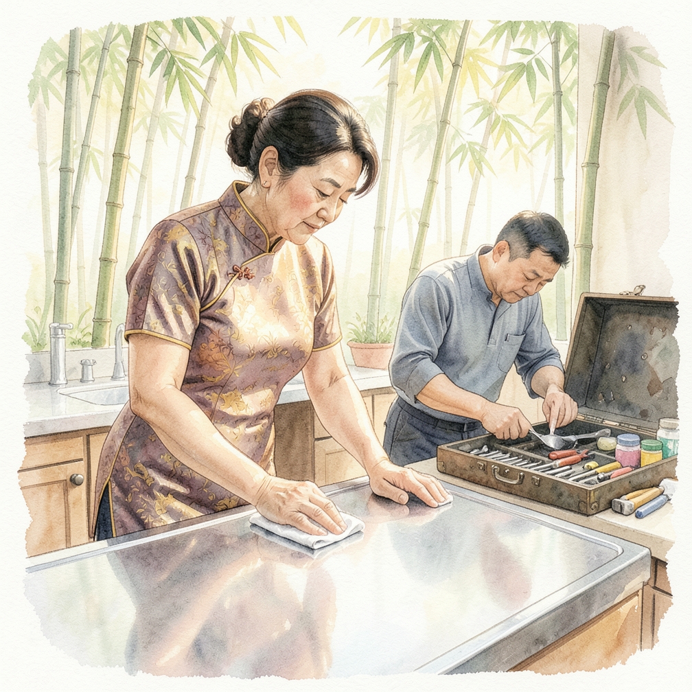 用温水冲洗并擦干金属表面