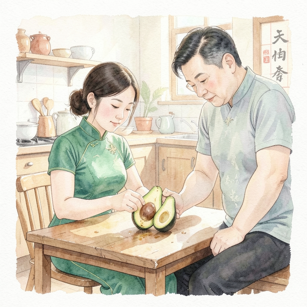 检查牛油果的质地和内部状态