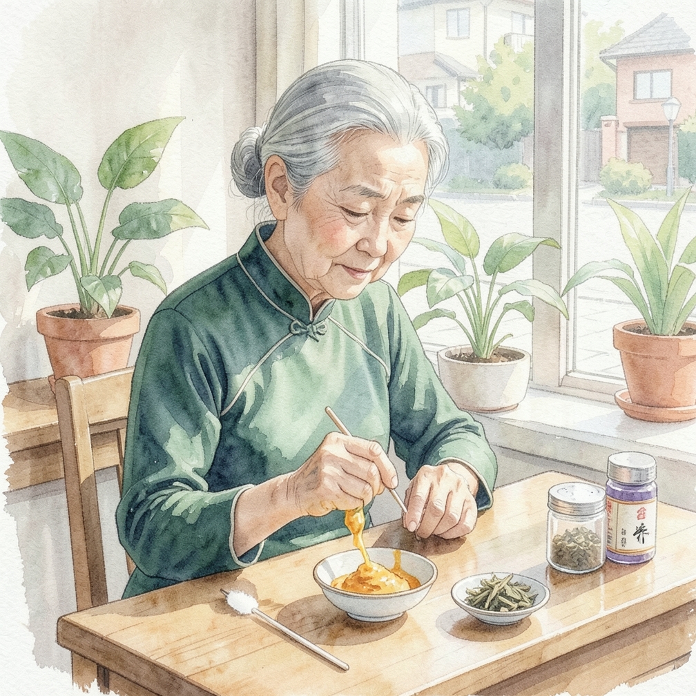將蘆薈和姜黃混合物塗抹在囊腫上