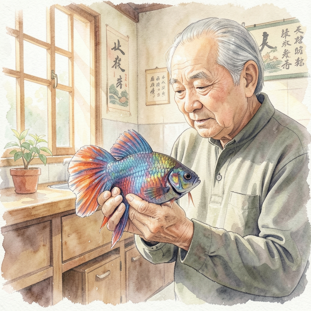 检查斗鱼的鳃部是否有胡须