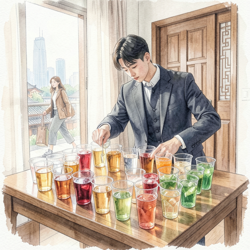 將飲料倒入酒杯中